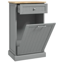 HOMCOM Kitchen Tilt Out Trash Bin Cabinet, Free Standing Recycling Cabinet, Trash Can Holder with Drawer, Grey(m-9)