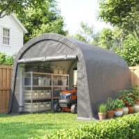 Outsunny 10' x 10' Outdoor Storage Tent, Heavy Duty and Waterproof Portable Shed for Bike, Motorcycle & Garden Tools, Light Grey(m-8)