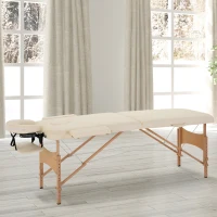 HOMCOM Height Adjustable Professional Salon Spa Facial Couch Bed, Portable Folding Massage Table, Beige(m-8)