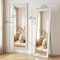HOMCOM 15" x 62" Full Length Mirror for Bedroom, Free Standing Dressing Mirror, Wall Mirror for Living Room, White(m-3)