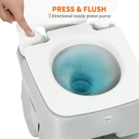 HOMCOM Outdoor Portable Travel Toilet Flushable Tank with Level Indicator  3 Way Pistol for Camping Boating Roadtripping 5.3 Gallon (20L)(m-6)