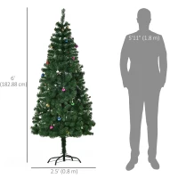 HOMCOM 6ft Green Christmas Tree Artificial Xmas Holidays Party with Decoration Ornament(m-3)