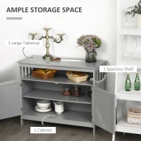 HOMCOM Kitchen Sideboard, Buffet Cabinet, Wooden Storage Console Table with 2-Level Cabinet and Open Shelf, Gray(m-5)