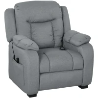 HOMCOM Massage Recliner Chair with Quiet Brushless Motor Pet-Friendly Fabric Power Recliner with 2 Memory Positions Grey(m-2)