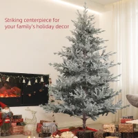 HOMCOM 7.5 Foot Artificial Nordic Pine Christmas Tree with Snow, Easy Assembly, Hinged Xmas Tree for Home Office Holiday(m-4)