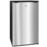 HOMCOM Compact Refrigerator, Mini Fridge with Freezer, Adjustable Shelf, Mechanical Thermostat and Reversible Door, Silver(m-9)