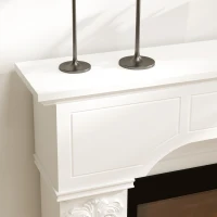 HOMCOM Baroque Fireplace Mantle, Freestanding Fireplace Surround for Electric Fireplaces, 43.3" W x 42.8" H, White(m-8)
