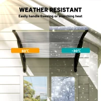 Outsunny Awning Door Canopy, 40.6" x 38" Polycarbonate Front Door Outdoor Patio Cover with Hollow Sheet for UV Protection, Clear(m-6)