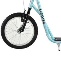 Aosom Youth Kick Scooter with Adjustable Handlebar and 16'' Inflatable Rubber Wheel for Kids and Teens 5+ Year Old, Blue(m-10)