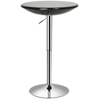 HOMCOM Round Bar Table with Metal Base, Adjustable Counter Height Pub Table, 29.5"-38.25" H Tall Bistro Table, Black, Silver(m-1)