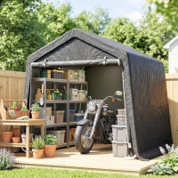 Outsunny 9.2' x 7.9' Garden Storage Tent, Patio Storage Shelter w/ Metal Frame and Double Zipper Doors, Dark Grey(m-1)