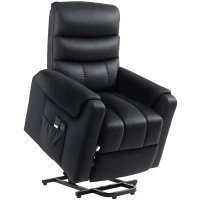 HOMCOM Lift Chair for Elderly, Massage Recliner Chair with 8 Vibration Points, Footrest, Remote Control, Side Pockets, Black(m-9)