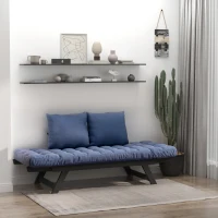 HOMCOM Single Person 3 Position Convertible Chaise Lounger Sofa Bed with 2 Large Pillows and Oak Frame, Dark Blue(m-7)