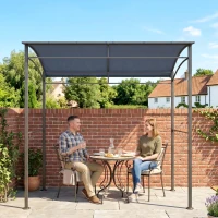 Outsunny 7' x 5' BBQ Grill Gazebo Tent, Garden Grill Canopy with Steel Frame and Hooks, Outdoor Sun Shade, Grey(m-10)