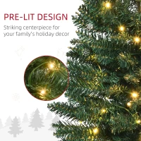 HOMCOM 5' Tall Pre-Lit Slim Noble Fir Artificial Pencil Christmas Tree with Realistic Branches, 110 Warm White LED Lights and 294 Tips, Green(m-5)