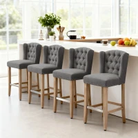 HOMCOM Counter Height Bar Stools Set of 2, Upholstered 26.75" Seat Height Barstools, Dark Gray(m-8)