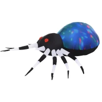 HOMCOM 5Ft Long Halloween Giant Scary Spider LED Lighted Airblown Inflatable Lawn Decoration Holiday Season Garden Decor(m-11)