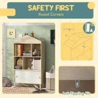 Qaba 4-Cubby Children's Toy Shelf, Kids Bookshelf and Toy Storage for Playroom, Children's Room, Living Room,(m-6)