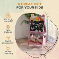 Qaba Doubel-Sided Easel for Kids w/ Whiteboard, Chalkboard, Storage Boxes, Blue(m-6)