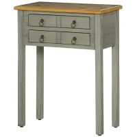 HOMCOM Vintage Console Table with 2 Drawers, Retro Entryway Table for Hallway, Living Room and Hallway, Grey(m-11)
