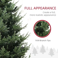 HOMCOM 9 ft Artificial Christmas Tree, Prelit Christmas Tree with 300 LED Lights, 1939 Branch Tips and Wide Metal Base, Green(m-6)