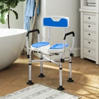 HOMCOM Upgraded Shower Chair Non-slip Bath Chair with U-shaped Shower Seat and Crossing Bars, Dark Blue(m-1)