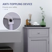 kleankin Bathroom Cabinet with Drawer and Shelf, Toilet Vanity Cabinet for Toilet Paper, Towels or Shampoo, Grey(m-4)