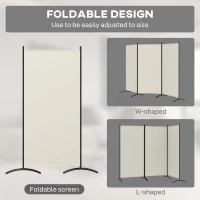 HOMCOM 6' 3 Panel Room Divider, Indoor Privacy Screen for Home, Light Gray(m-5)