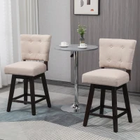 HOMCOM Set of 2 Tufted Bar Stool Chairs, Beige(m-10)
