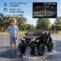 Aosom 12V Battery Powered Kids Ride On Car Off Road Truck Toy w/ Parent Remote, Black(m-3)