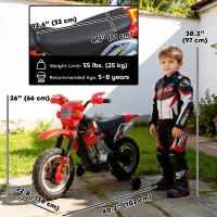 Aosom 6V Kid Electric Ride On Motorcycle Powered Dirt Bike Battery Scooter For 3-6 Year Old Kids Toddlers W/ Training Wheels Red(m-3)