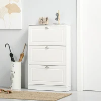 HOMCOM Shoe Cabinet, Narrow Shoe Storage Cabinet with 3 Flip Drawers, Holds 12 Pairs for Entryway, Hallway, White(m-10)