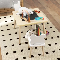 Qaba 3 Piece Kids Table and Chair Set with Convertible Desk with Storage, 3 in 1 Toddler Table and Chair Set for Nursery(m-8)
