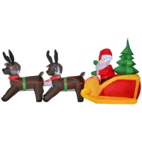 HOMCOM 7ft Christmas Inflatable Santa Claus with Sleigh and Reindeer, Outdoor Blow-Up Yard Decoration with LED Lights Display(m-11)