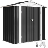 Outsunny 6.5' x 4'  Outdoor Storage Shed, Metal Garden Shed with Lockable Double Doors, 4 Vents, Dark Grey(m-9)