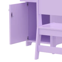 Qaba Kids Vanity Set, Toddler Dressing Table and Chair Set  with Lighted Mirror, Cabinet, Drawer and Shelves, Purple(m-9)