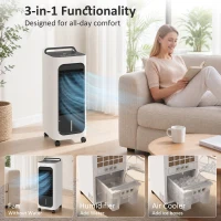 HOMCOM Room Air Cooler with Ice Packs, Ice Cooling Fan Water Humidifier Unit with Remote, Timer, Oscillating(m-4)