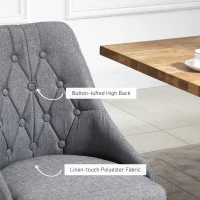 HOMCOM Modern Dining Chairs Set of 2, Button Tufted High Back Accent Chairs with Upholstered Seat, Steel Legs for Living Room, Kitchen, Study, Dark Grey(m-5)