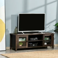 HOMCOM Modern TV Stand, Entertainment Center with Shelves and Cabinets for Flatscreen TVs up to 60" for Bedroom, Living Room, Coffee(m-2)