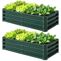 Outsunny Galvanized Raised Garden Bed, 4' x 2' x 1' Metal Planter Box, for Growing Vegetables, Flowers, Herbs, Succulents, Green(m-1)