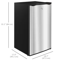 HOMCOM Compact Refrigerator, Mini Fridge with Freezer, Adjustable Shelf, Mechanical Thermostat and Reversible Door, Silver(m-3)