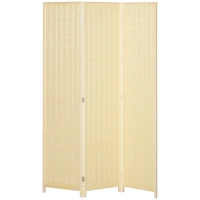 HOMCOM Woven Bamboo Room Divider, 3 Panel Folding Indoor Privacy Screens for Home Office, Natural Wood(m-9)