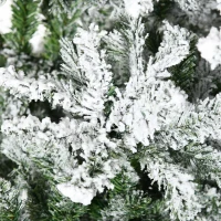 HOMCOM 9' Tall Unlit Snow Flocked Pine Artificial Christmas Tree with Realistic Branches, Green(m-8)