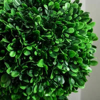 HOMCOM 3ft Artificial Tree, Triple Ball Boxwood Topiary with Pot and Sandalwood Leaves, for Indoor Outdoor Home(m-6)