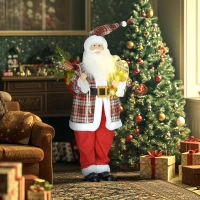 HOMCOM Life Size Singing and Dancing Santa Claus, Standing Animated Santa Claus with Posable Arms, Sack, Sound Activated(m-8)