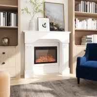 HOMCOM Baroque Fireplace Mantle, Freestanding Fireplace Surround for Electric Fireplaces, 43.3" W x 42.8" H, White(m-10)