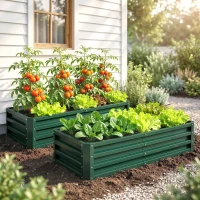 Outsunny Galvanized Raised Garden Bed, 4' x 2' x 1' Metal Planter Box, for Growing Vegetables, Flowers, Herbs, Succulents, Green(m-7)