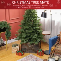 HOMCOM 24" Farmhouse Christmas Tree Base Cover Wooden Christmas Tree Collar Box Home Decoration Dark Distressed Wood Finish(m-4)
