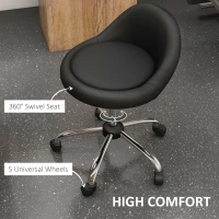 HOMCOM Salon Stool, Adjustable Rolling Stool, Black(m-6)
