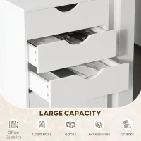 HOMCOM 5 Drawer Home Office Storage Cabinet, Mobile Printer Stand with Nordic Minimalist Modern Style & Wheels, White(m-4)